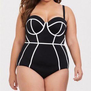 Torrid Slim Fix Underwire Piping One Piece Swimsuit